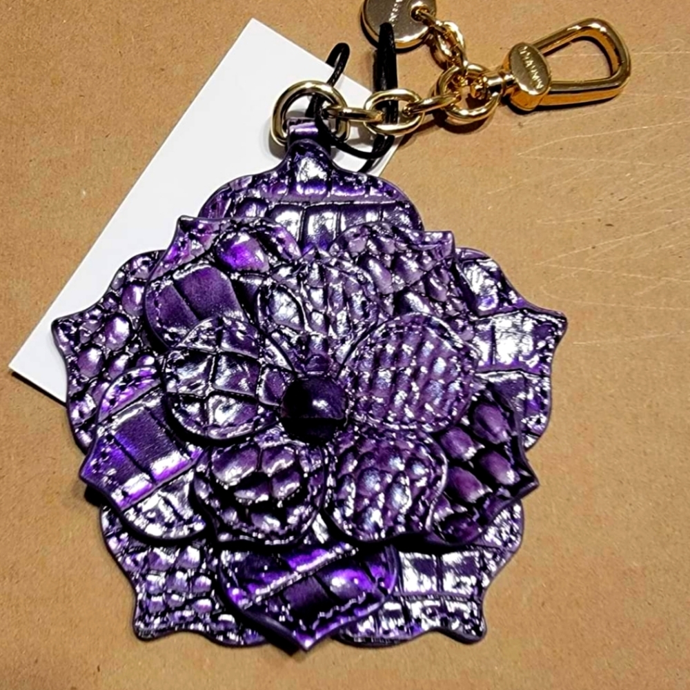 Soldout Brahmin Ultraviolet Purple Magnolia Melbourne Leather Keyfob Clip On